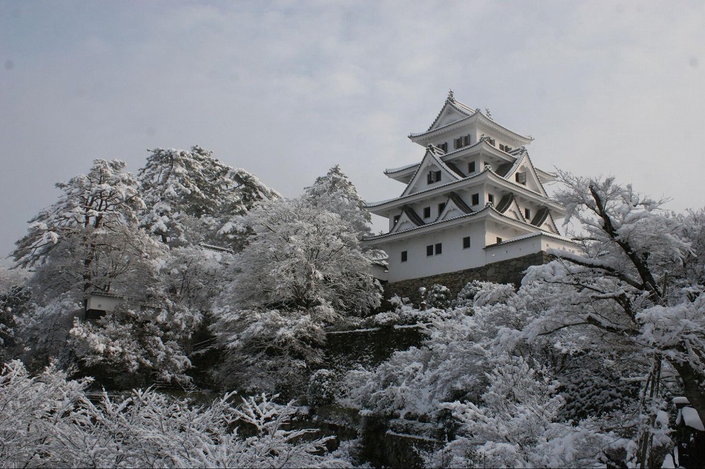 郡上八魔城と雪景色　画像：一般社団法人岐阜県観光連盟